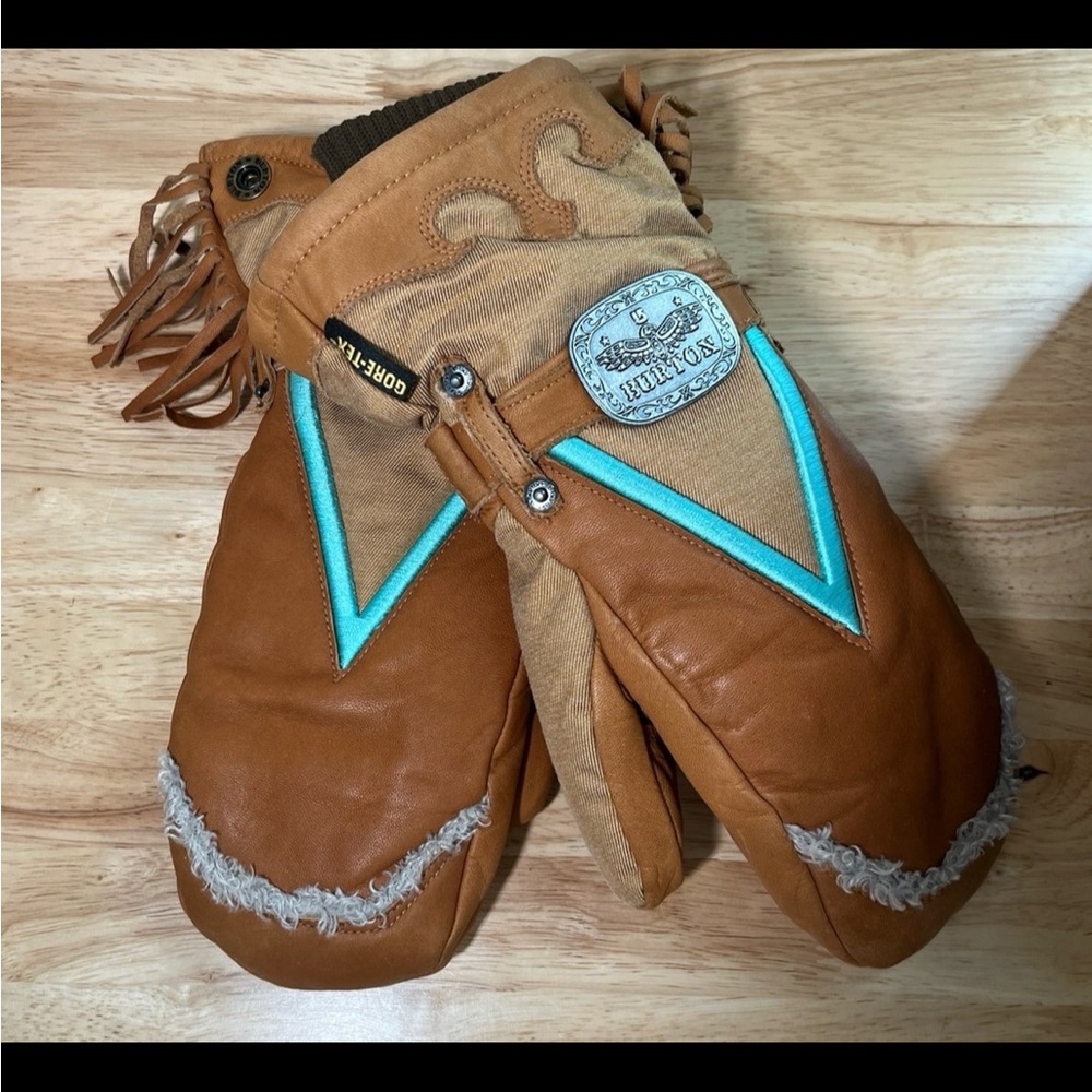 Western Style Mittens Women’s Size Medium Cowhide Leather Burton